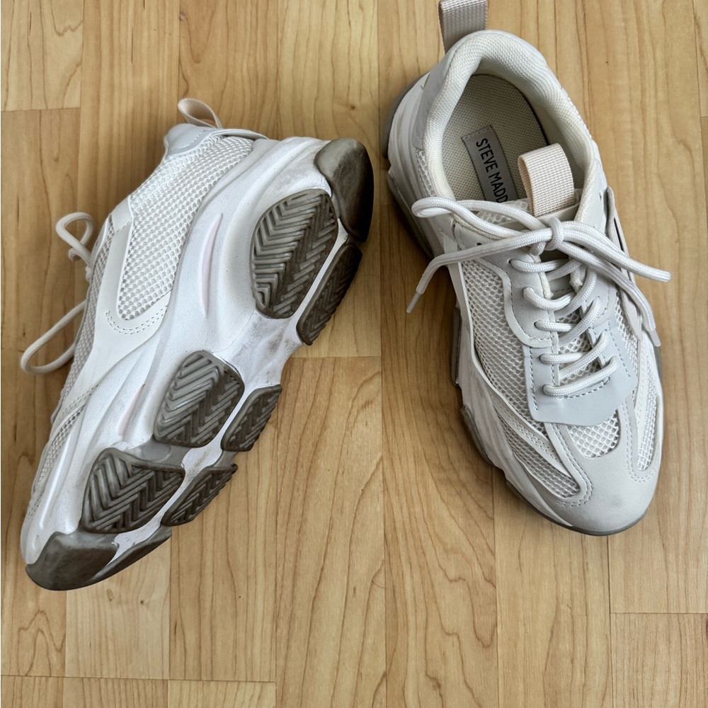 Steve Madden White Chunky Sneakers Modern Design - Possession E (EUC) - Picture 3 of 9